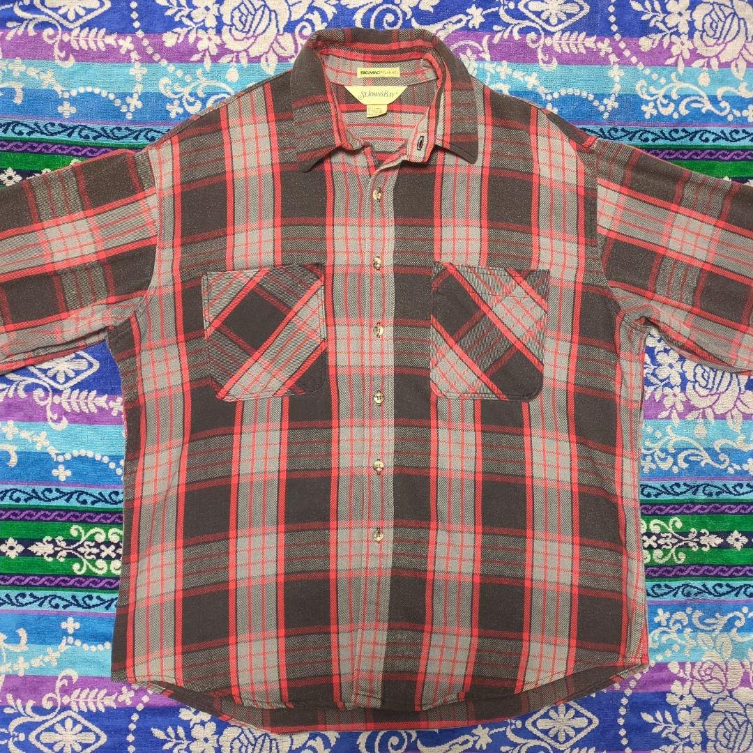 80s ST JOHNS BAY チェック柄ネルシャツ USA製 XL