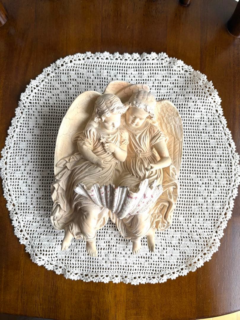 ♡フランスアンティーク　二人の天使の聖水盤　ベニティエ　エンジェルウィング　聖杯