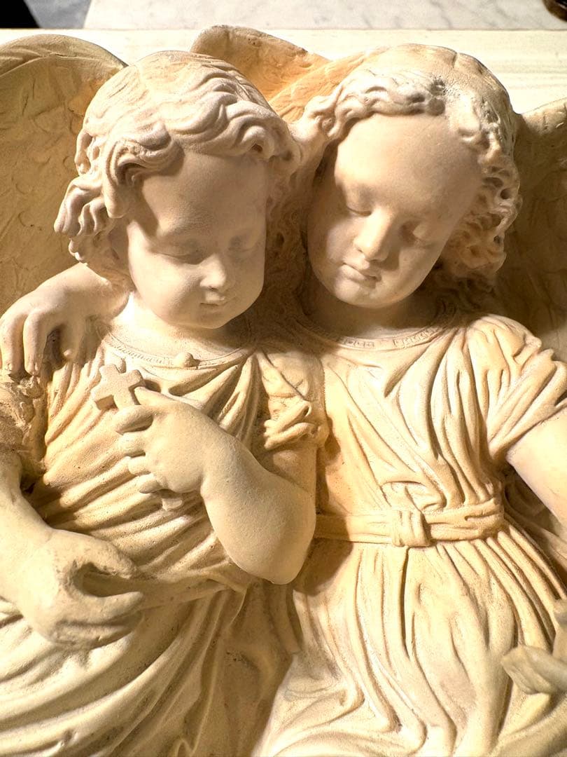 ♡フランスアンティーク　二人の天使の聖水盤　ベニティエ　エンジェルウィング　聖杯