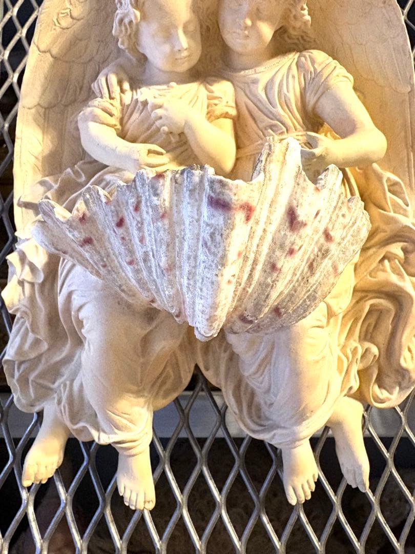 ♡フランスアンティーク　二人の天使の聖水盤　ベニティエ　エンジェルウィング　聖杯