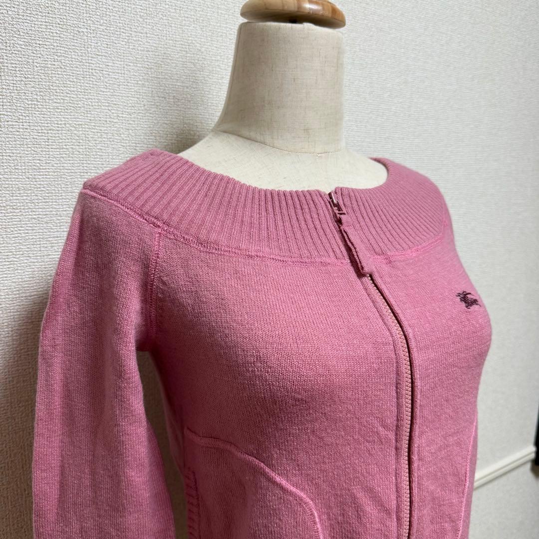 BURBERRY LONDON ピンク　ウールニット38 М フロントジッパー
