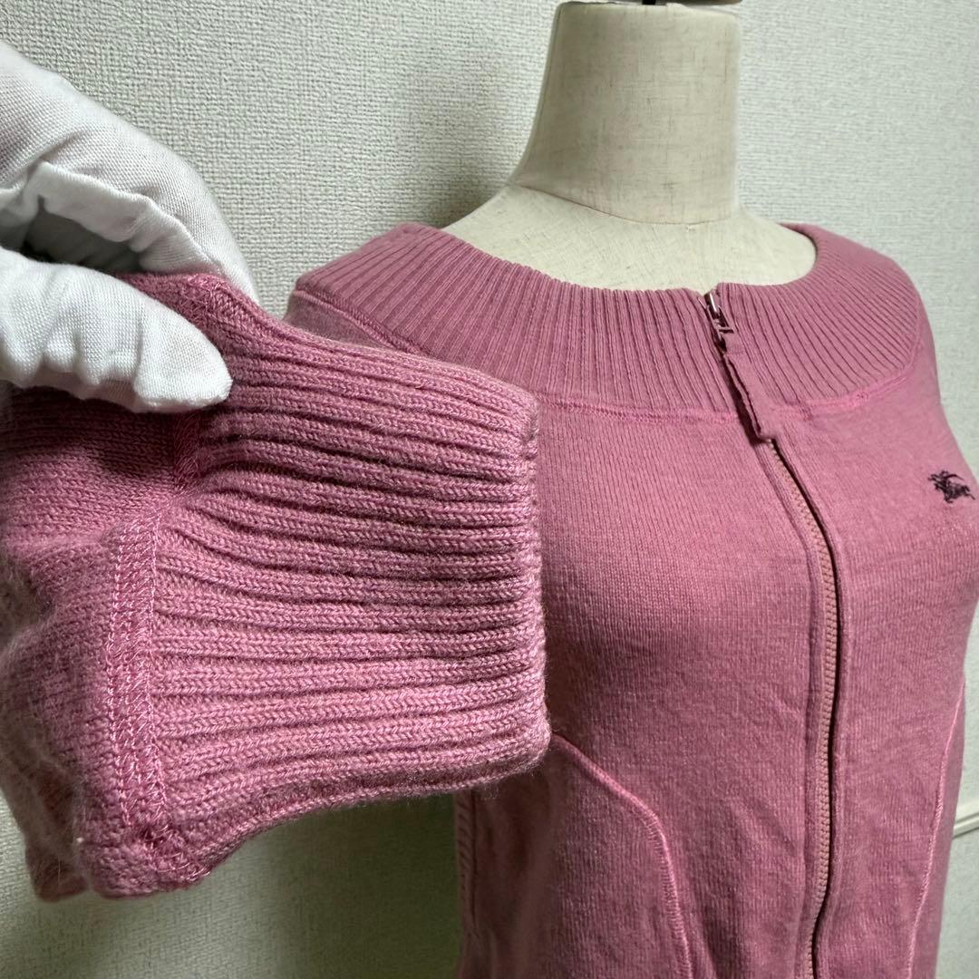 BURBERRY LONDON ピンク　ウールニット38 М フロントジッパー