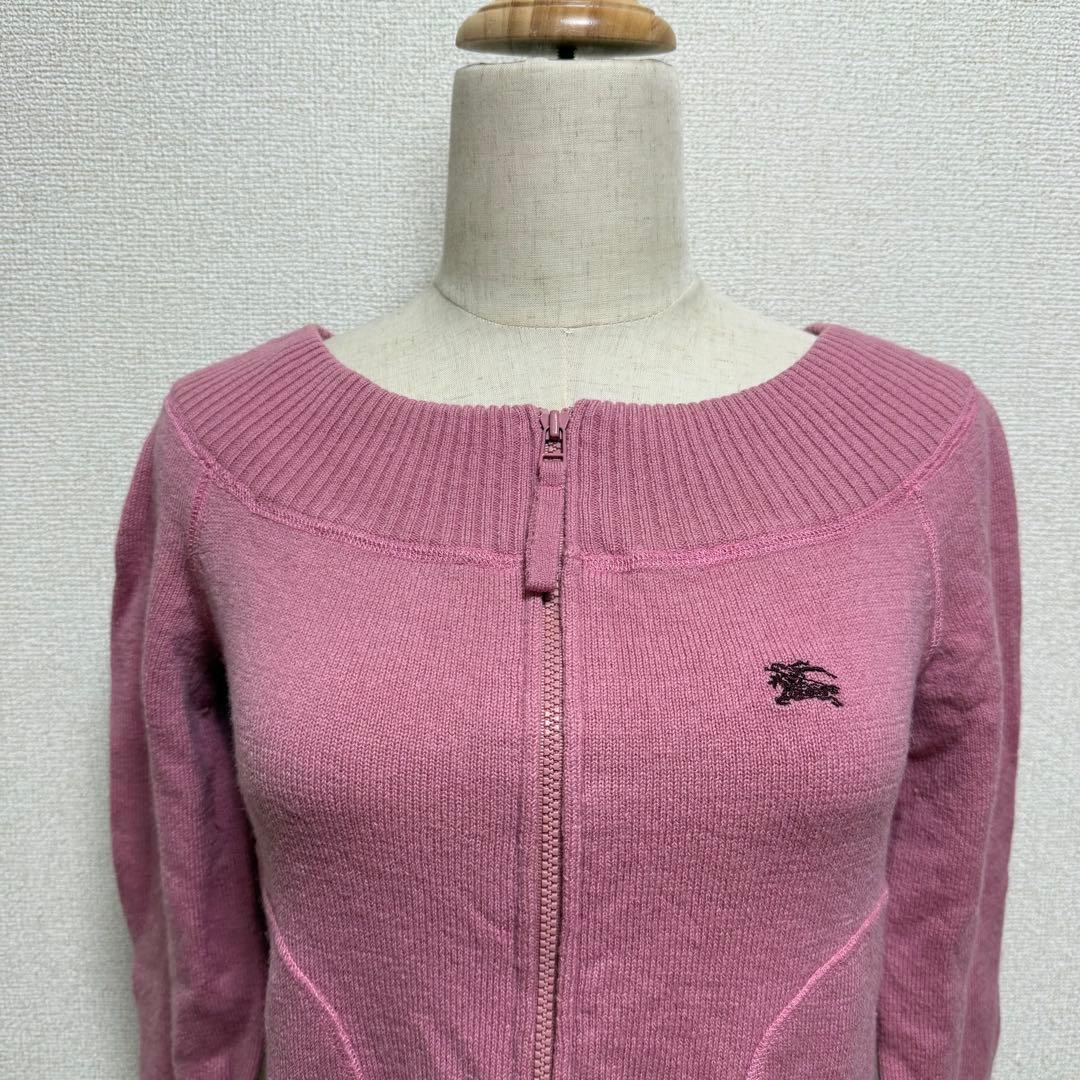 BURBERRY LONDON ピンク　ウールニット38 М フロントジッパー