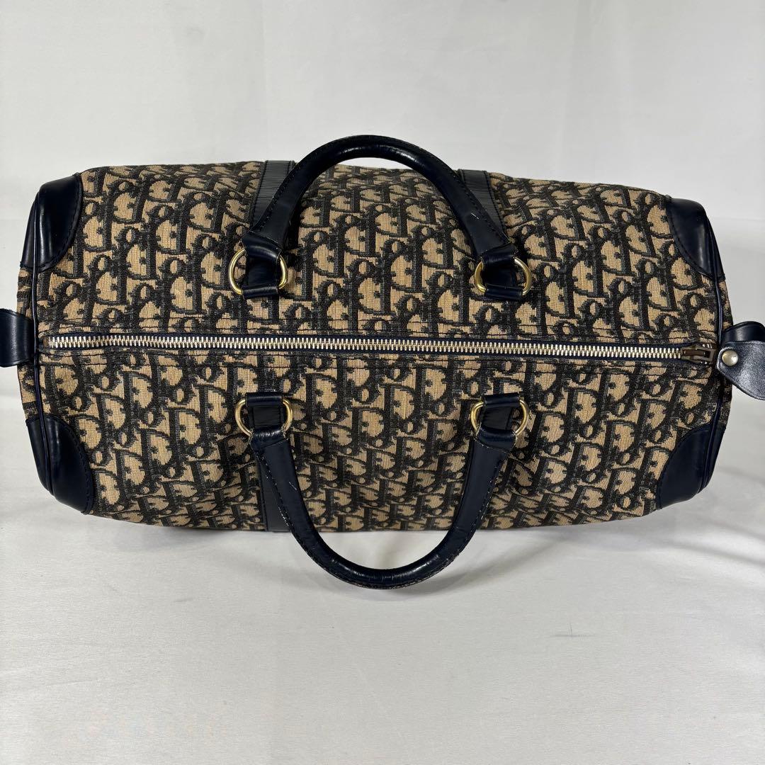 クリスチャンディオール ボストンバッグ トロッター キャンバス レザー ネイビー