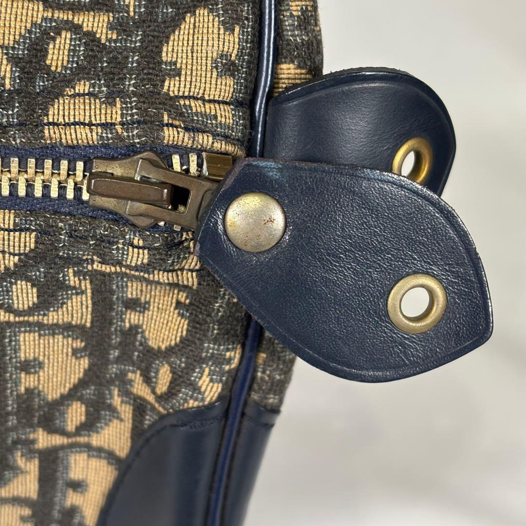 クリスチャンディオール ボストンバッグ トロッター キャンバス レザー ネイビー