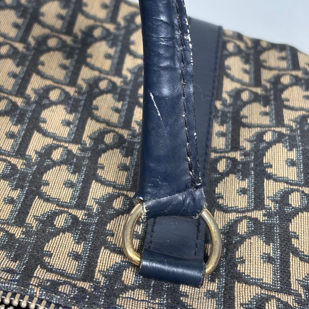 クリスチャンディオール ボストンバッグ トロッター キャンバス レザー ネイビー