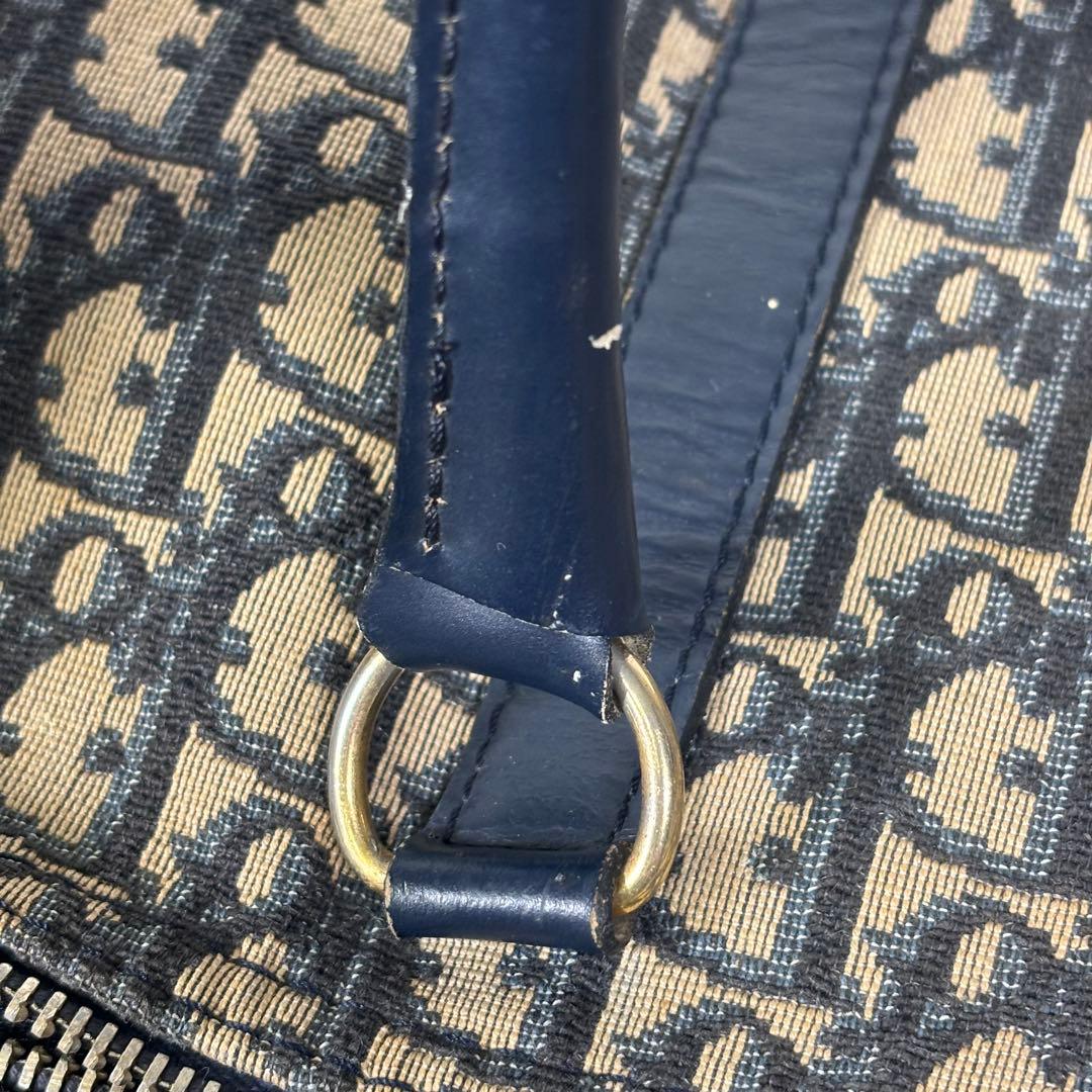 クリスチャンディオール ボストンバッグ トロッター キャンバス レザー ネイビー