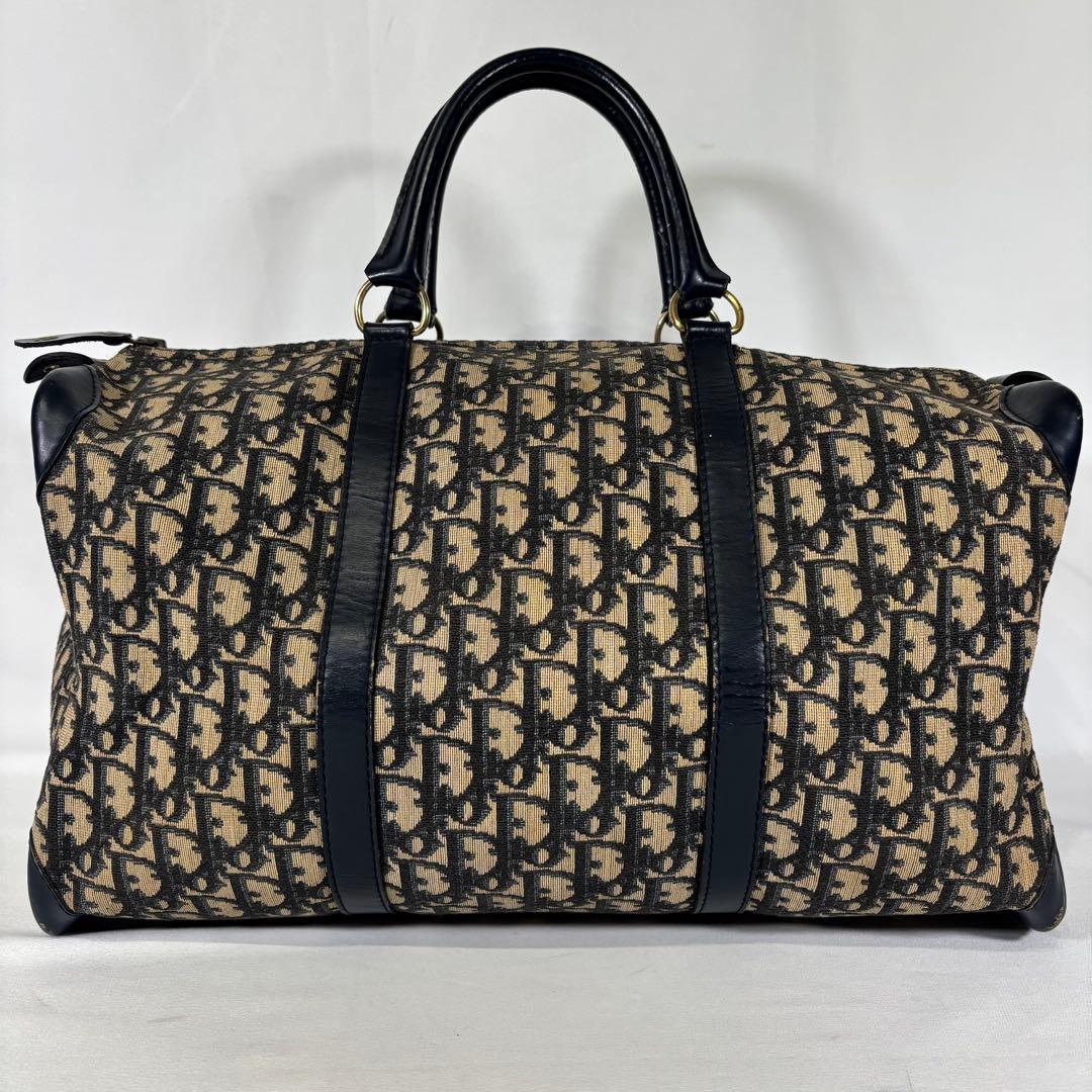 クリスチャンディオール ボストンバッグ トロッター キャンバス レザー ネイビー