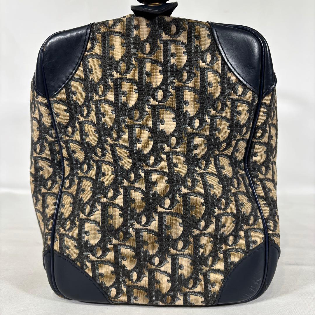 クリスチャンディオール ボストンバッグ トロッター キャンバス レザー ネイビー