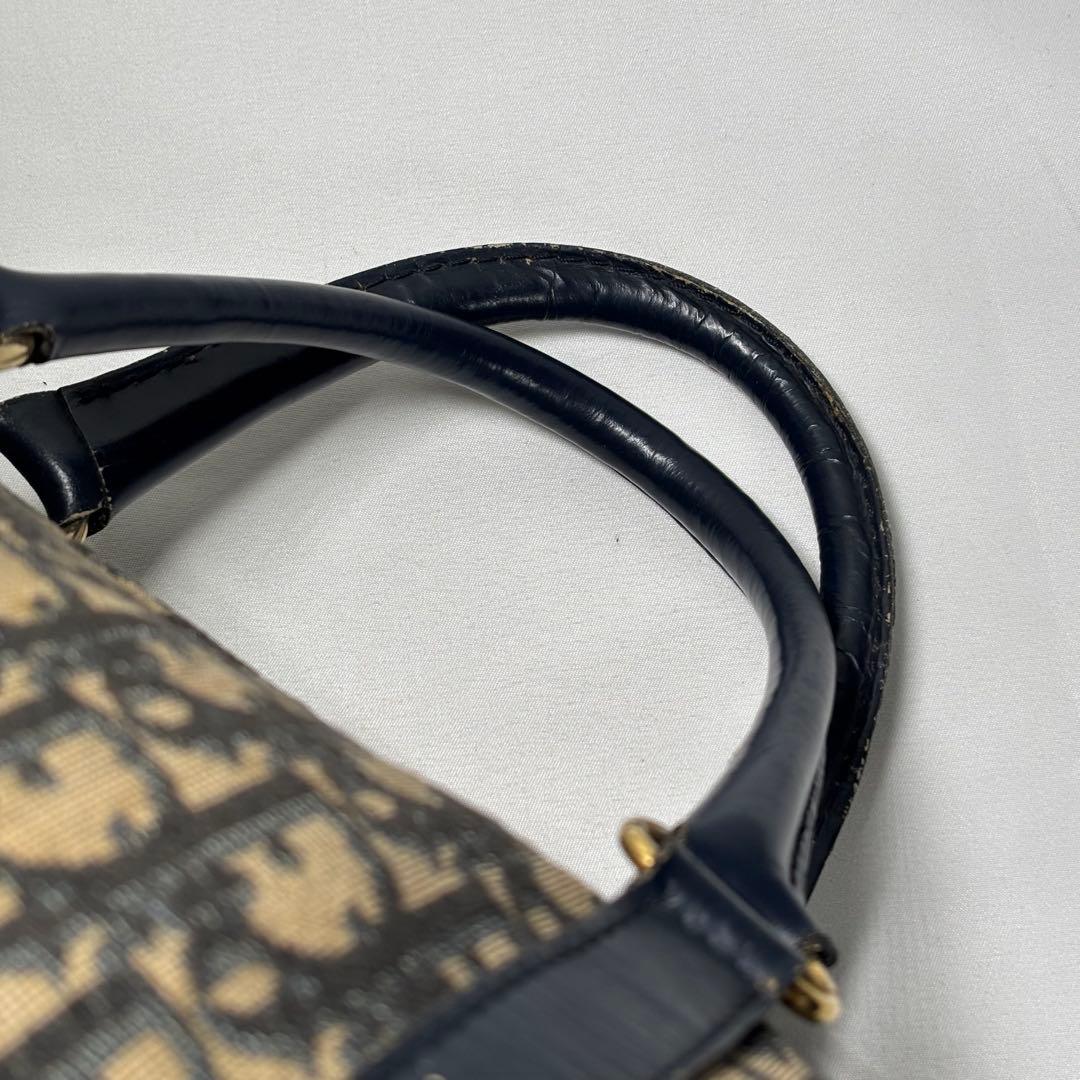 クリスチャンディオール ボストンバッグ トロッター キャンバス レザー ネイビー