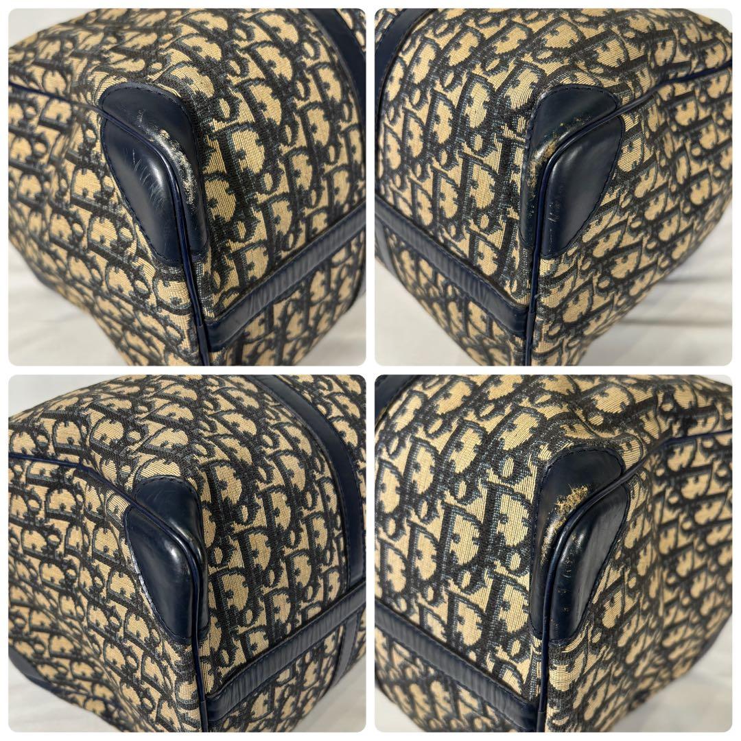 クリスチャンディオール ボストンバッグ トロッター キャンバス レザー ネイビー