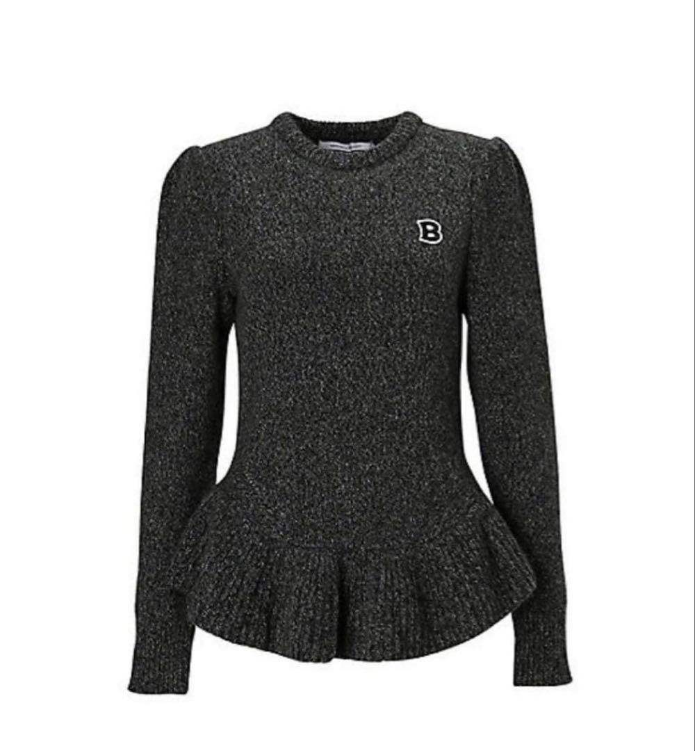 BORDERS AT BALCONY カシミアペプラム ニット　36グレー