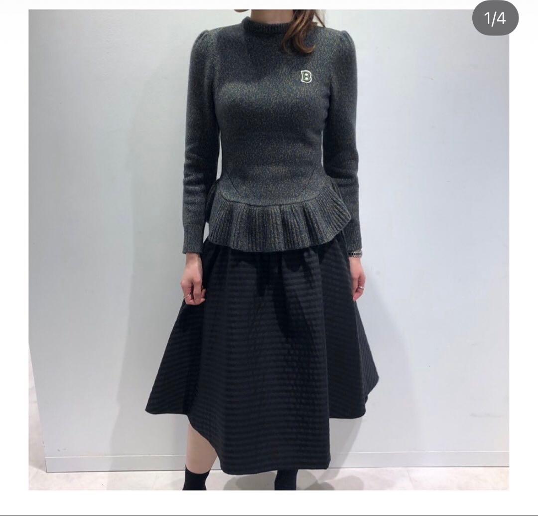 BORDERS AT BALCONY カシミアペプラム ニット　36グレー