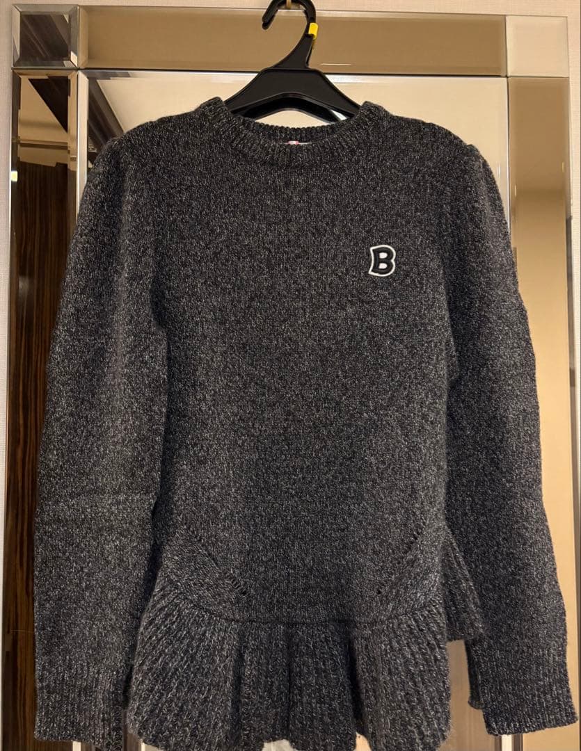 BORDERS AT BALCONY カシミアペプラム ニット　36グレー