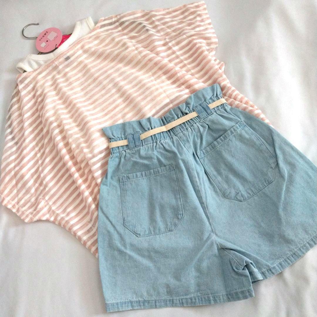 メル19034★新品 ピンクラテ★シアーTシャツコ－デセット 130