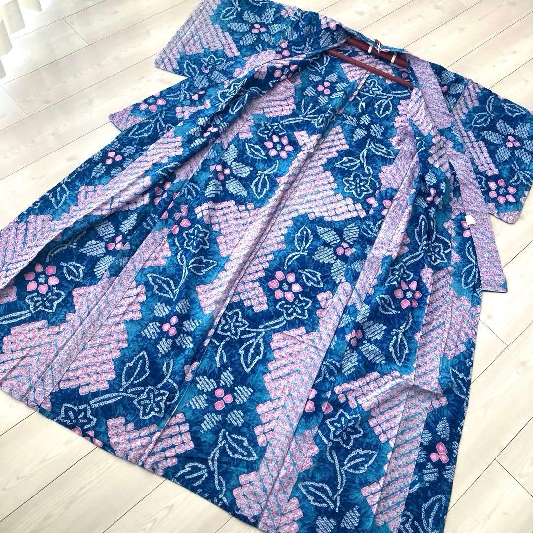 つくし 有松鳴海絞り・蜘蛛絞り浴衣　身丈157cm ピンク　No.-24