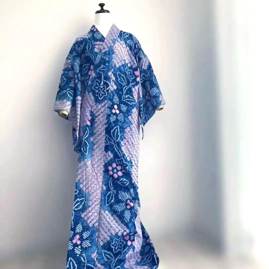 つくし 有松鳴海絞り・蜘蛛絞り浴衣　身丈157cm ピンク　No.-24