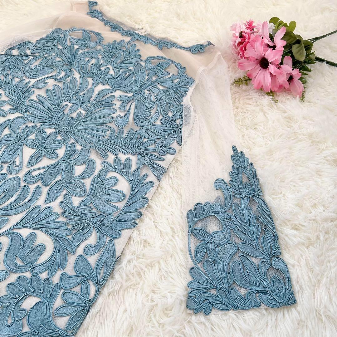 GRACE CONTINENTAL　サテンコード刺繍ワンピース　フォーマル　36