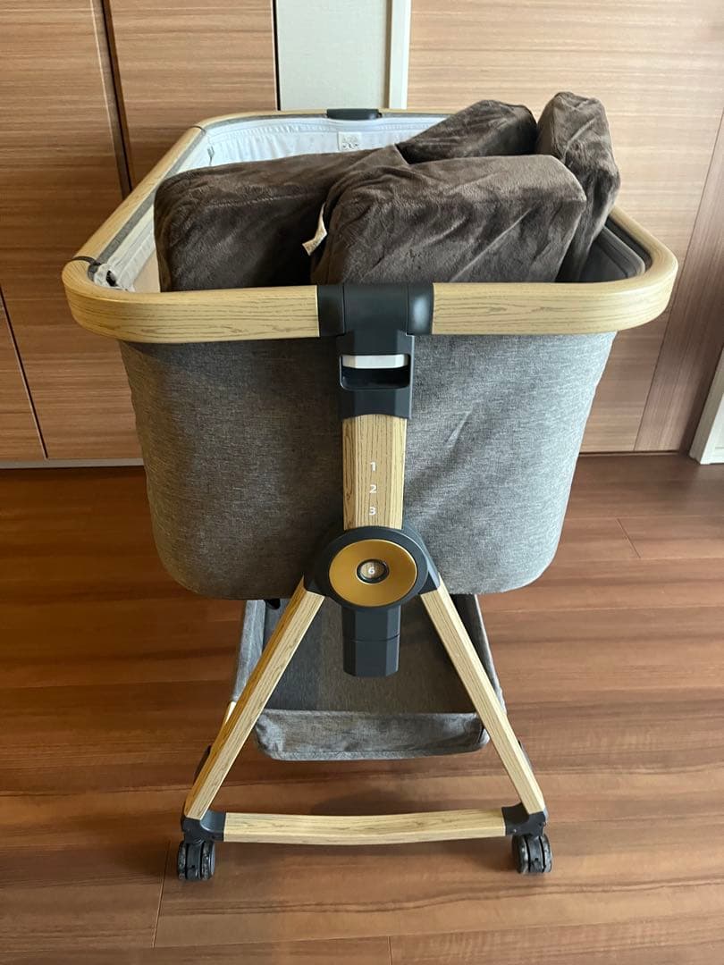 HZDMJ ベビーベッド マット&敷きパッド付　グレー