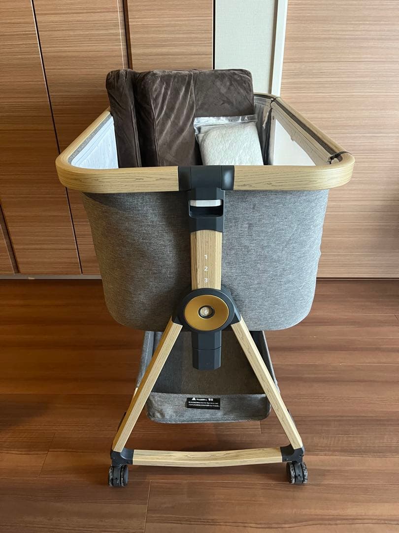 HZDMJ ベビーベッド マット&敷きパッド付　グレー