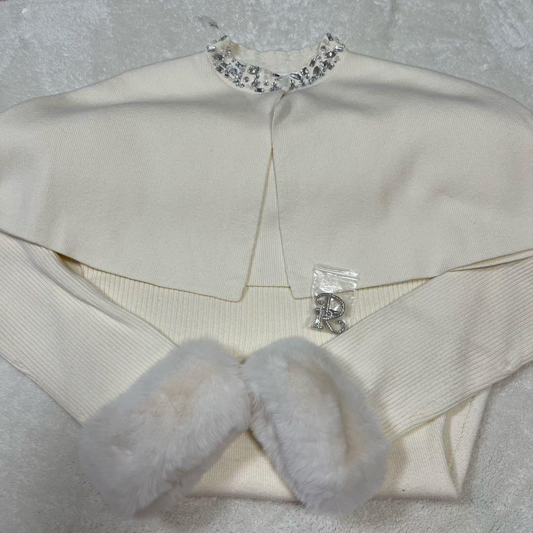 darich ビジューケープニットミニワンピース　フリーサイズ