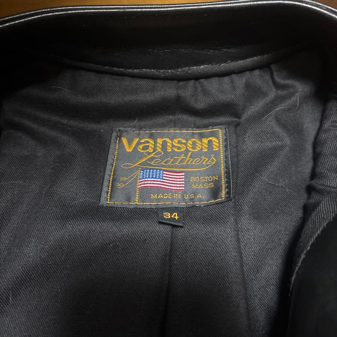 vanson leathers ブラックレザー ジャケット 34