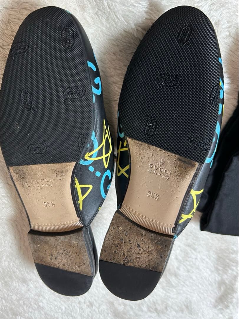 グッチ プリンスタウン ファブリック ミュール ホースビット ゴースト