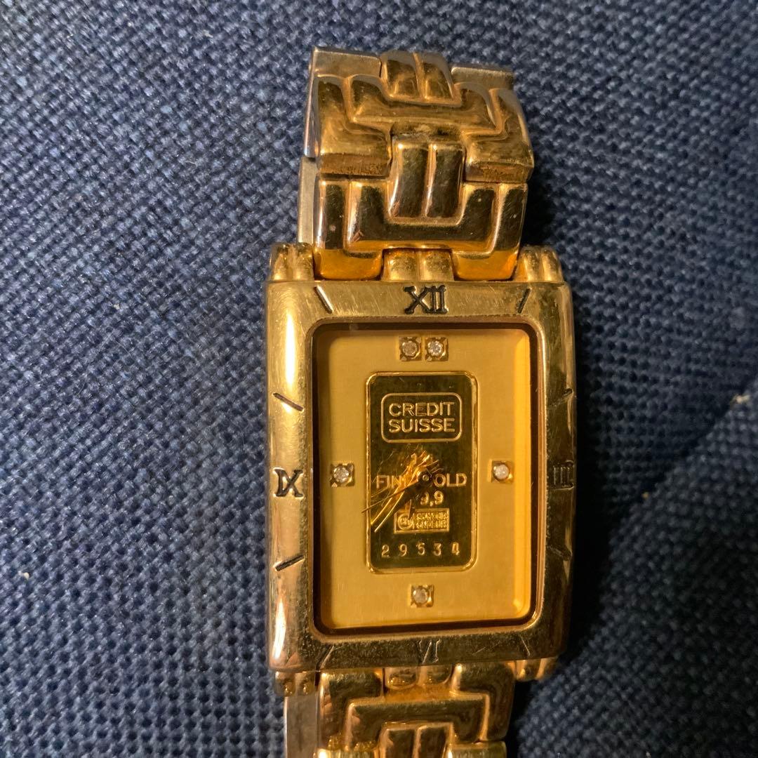 【人気 稼働品 999.9】ELGIN ゴールド 腕時計 ダイヤモンド装飾