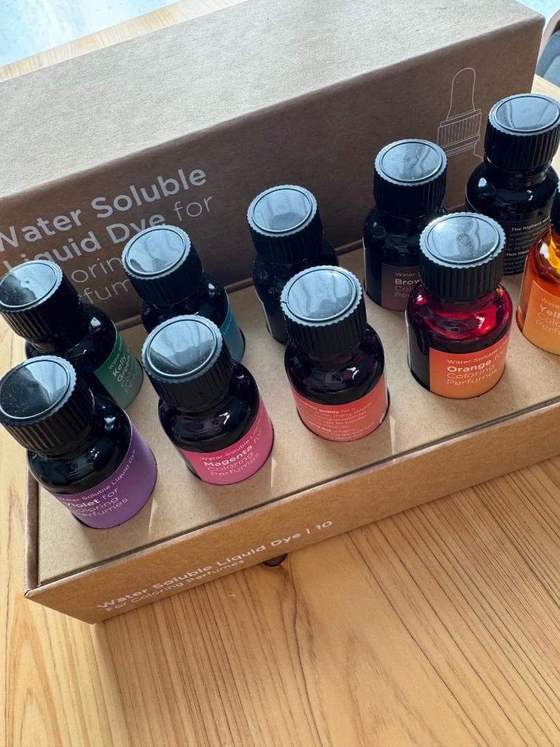 液体染料（水溶性）20ml×10色セット　香水　ルームスプレーの着色に