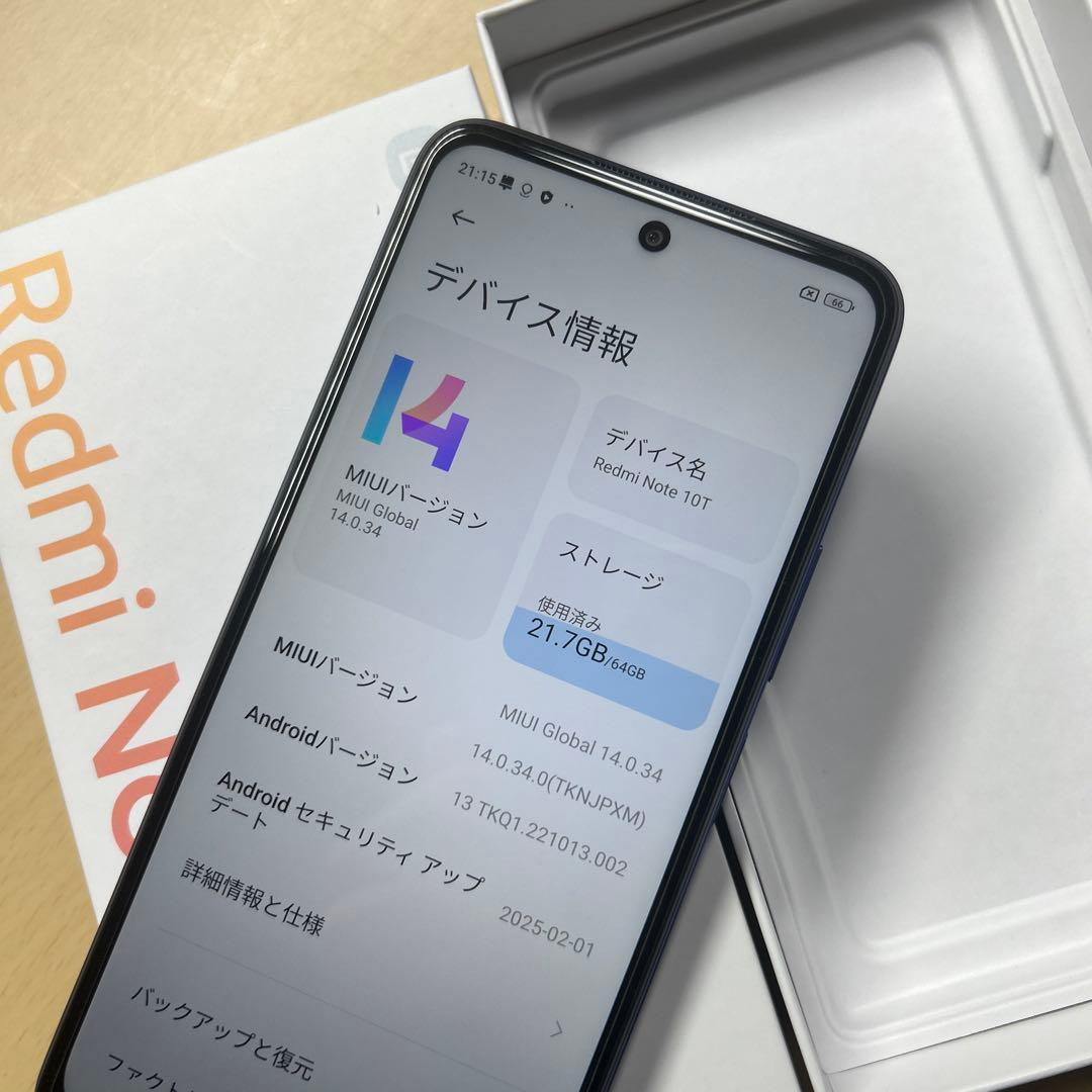 Redmi Note 10T 64GB SIMフリー　割れなし