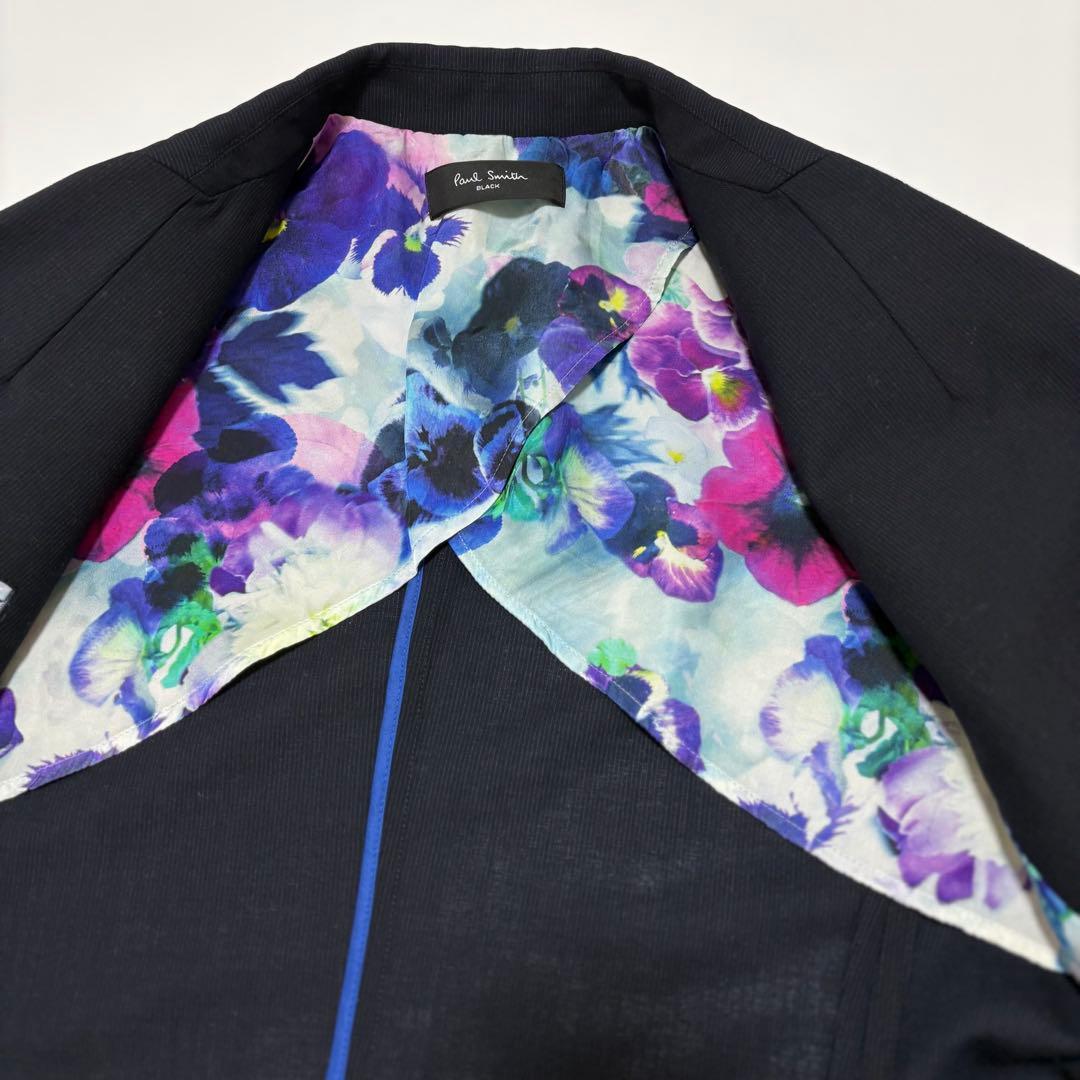 Paul Smith BLACK 黒ストライプ セットアップスーツ 46L 花柄