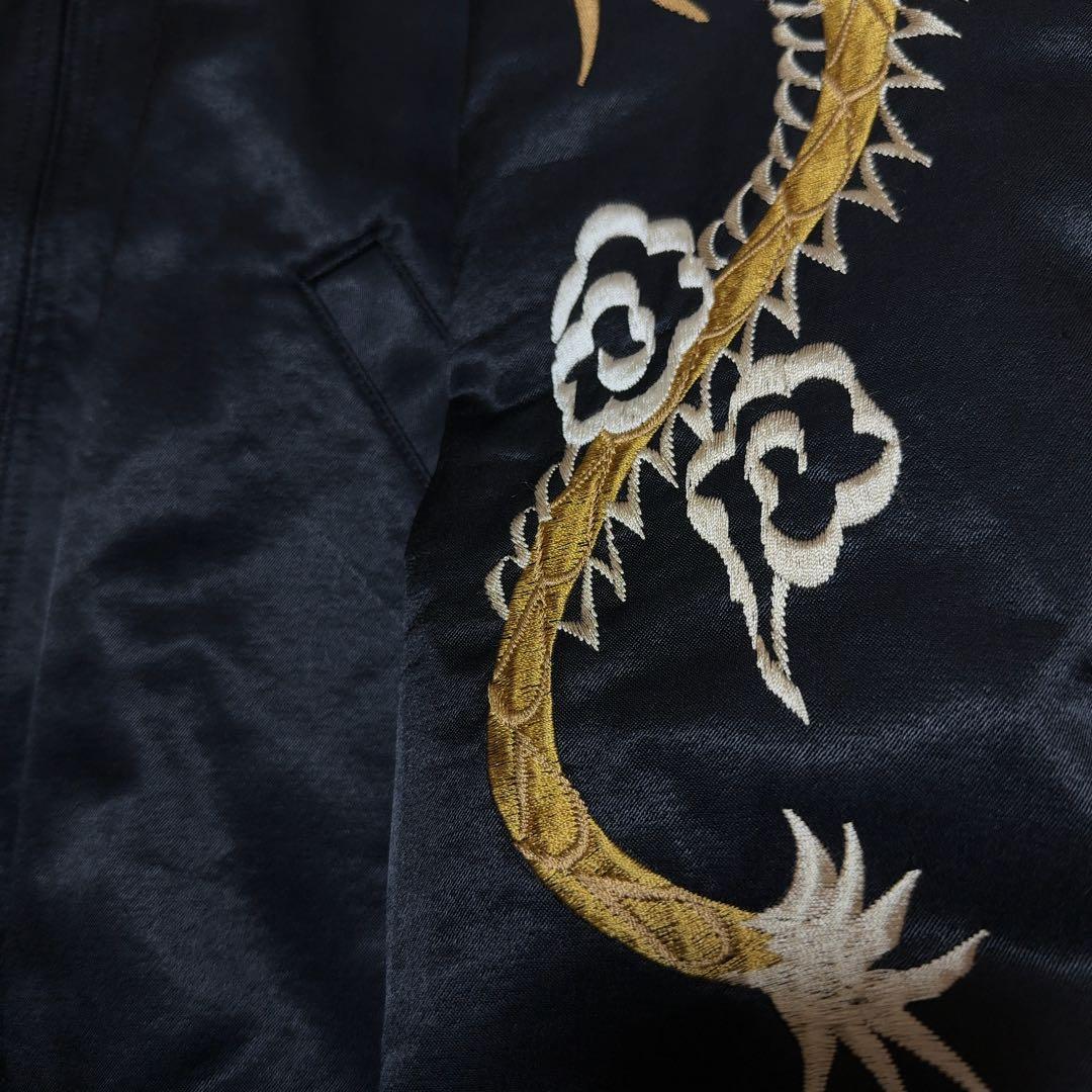 【古着】クーティー　スーベニアジャケット　中綿　ブルゾン　刺繍　龍　ブラック　黒