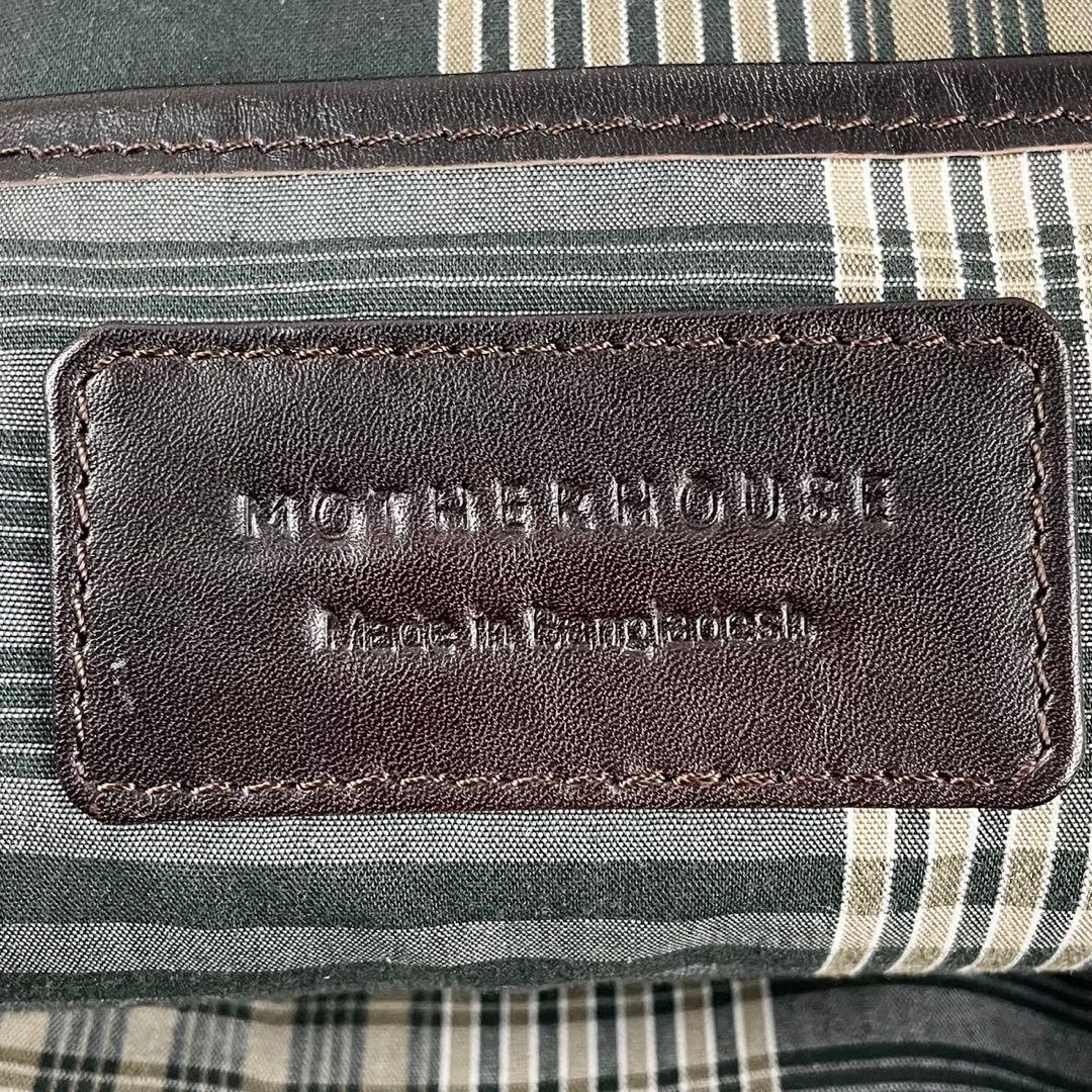 美品 マザーハウス レザー ウエストバッグ ロゴ型押し ファスナー ブラウン