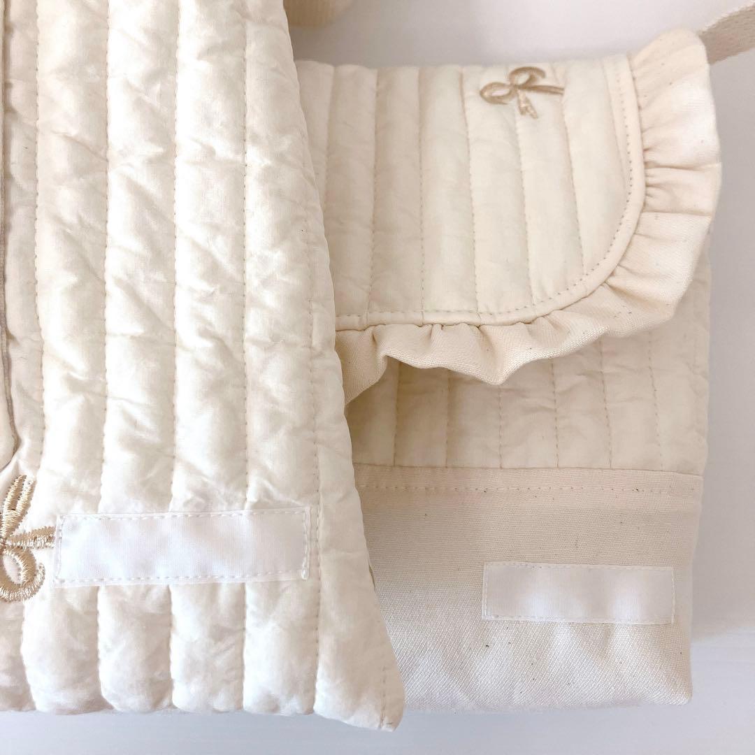 納期8/31まで　図書バッグ　体操服袋　ヌビ　リボン刺繍