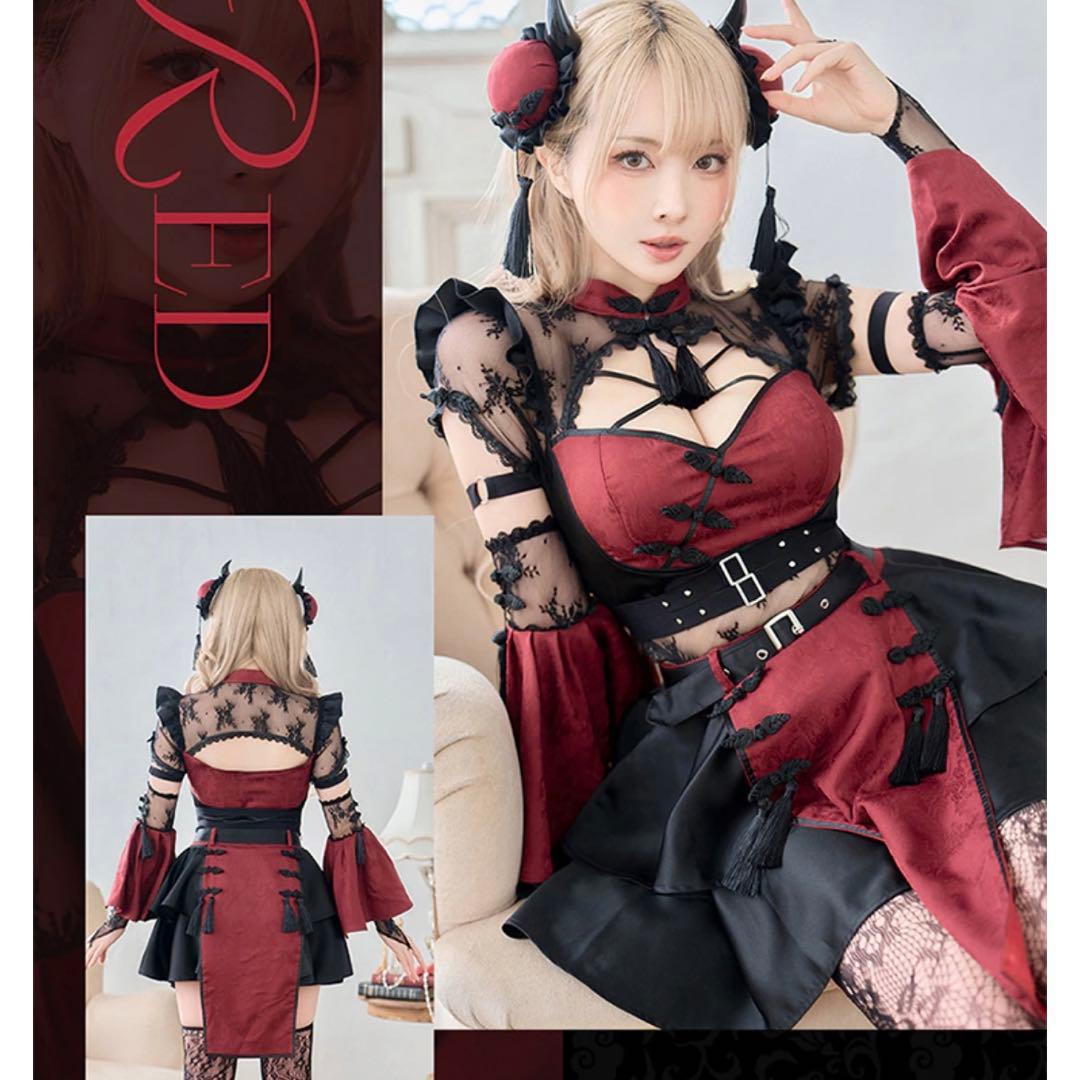 赤と黒のコスプレ衣装 チャイナ