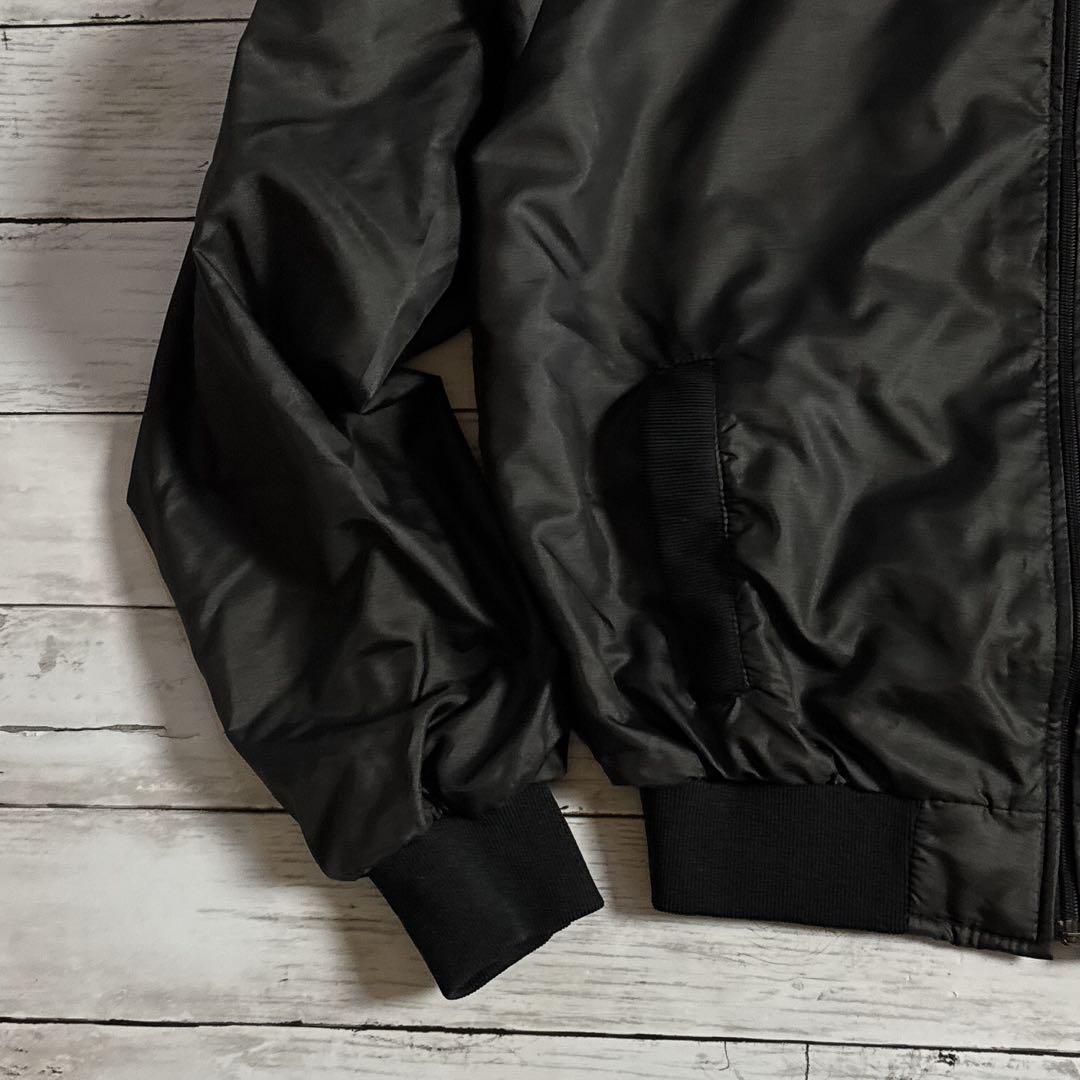 h*読様 80s Holloway USA製 企業ロゴ ナイロンジャケット 黒