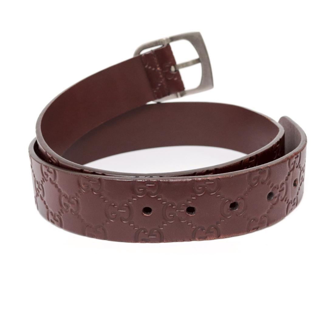 GUCCI グッチシマ 厚革ベルト 幅4cm 84cm±5 伊製 1058