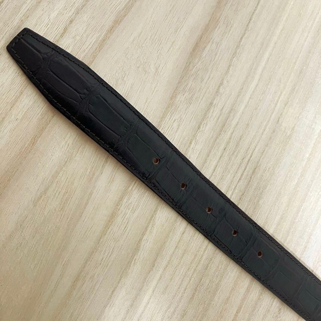 フェリージ レザーベルト クロコ型押し ダークブラウン イタリア製 美品