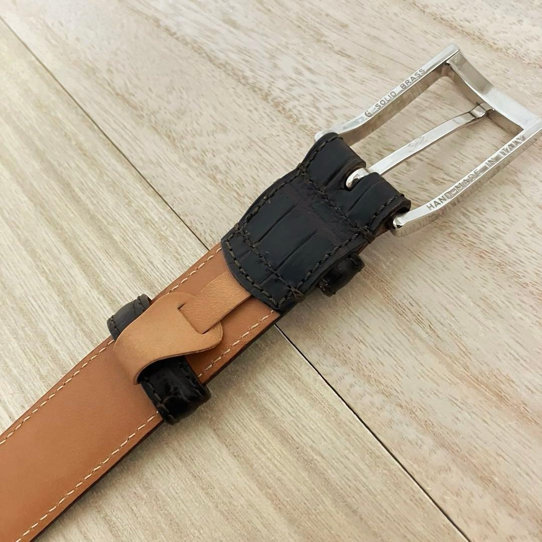 フェリージ レザーベルト クロコ型押し ダークブラウン イタリア製 美品