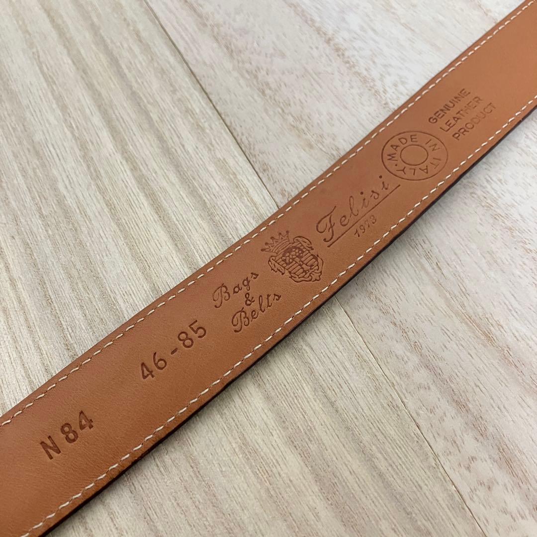 フェリージ レザーベルト クロコ型押し ダークブラウン イタリア製 美品