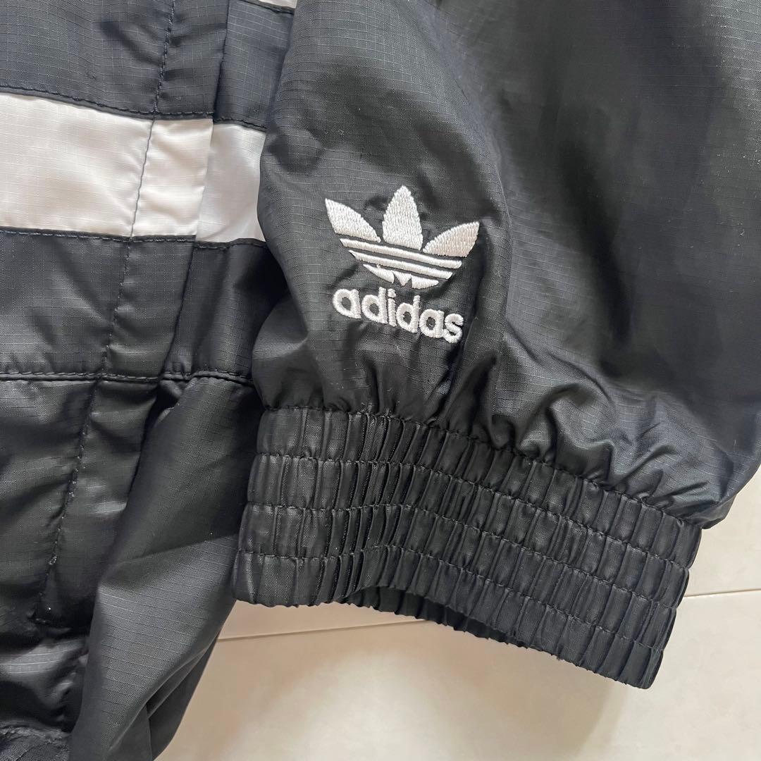 アディダス ビッグトレフォイル ナイロンジャージ 白黒 XL