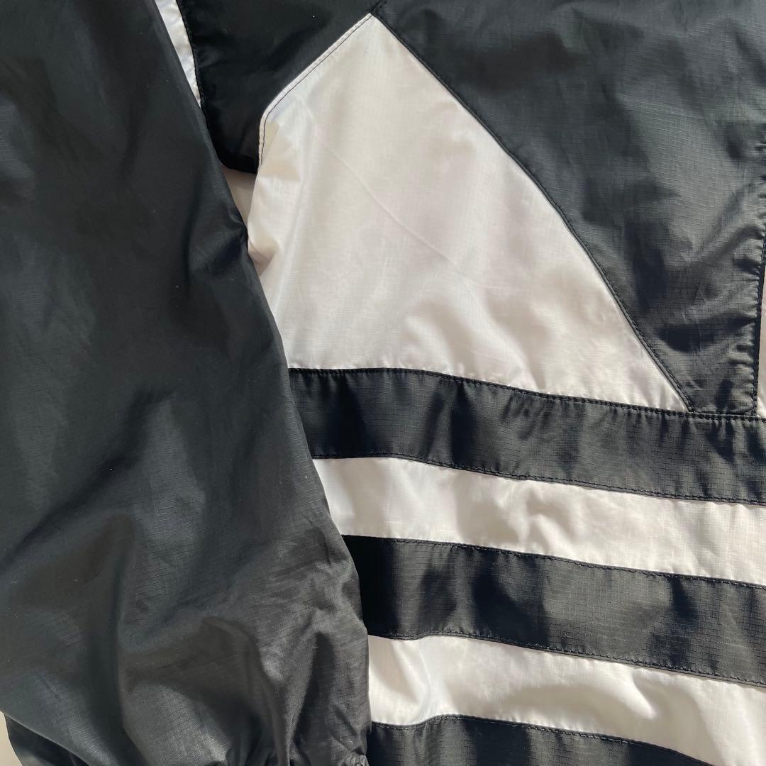 アディダス ビッグトレフォイル ナイロンジャージ 白黒 XL