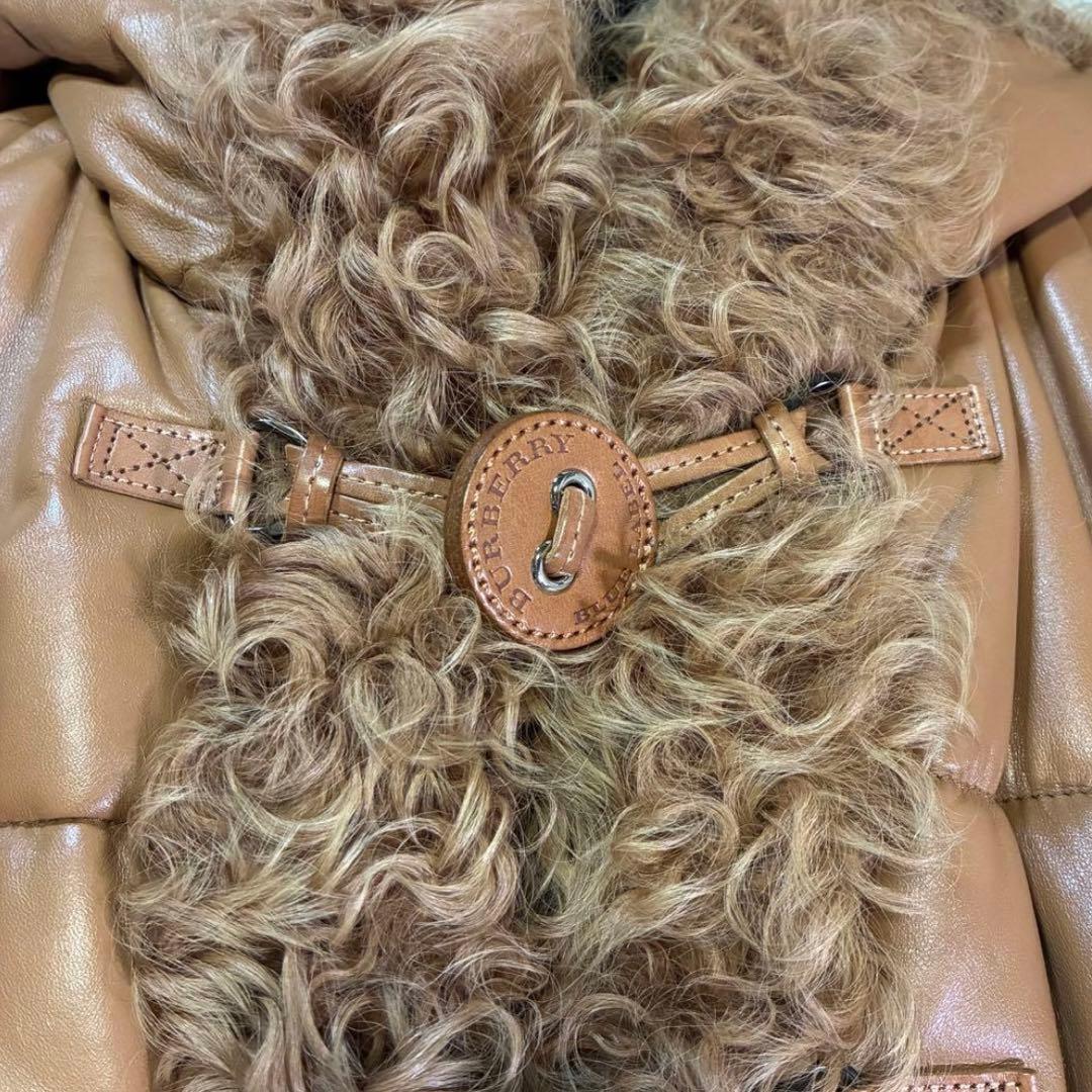 バーバリーブルーレーベル ダッフルコート　羊革　ラム　ノバチェック 中綿　38