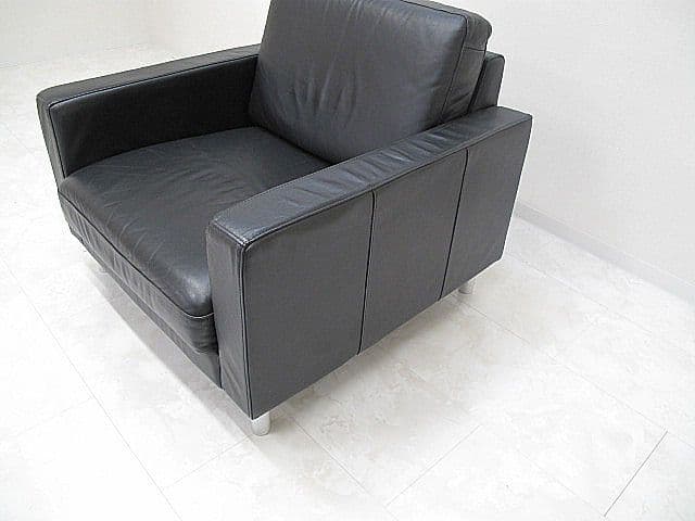 美品　無印良品/MUJI　本革1人掛けソファ　1Pソファ/シングルソファ