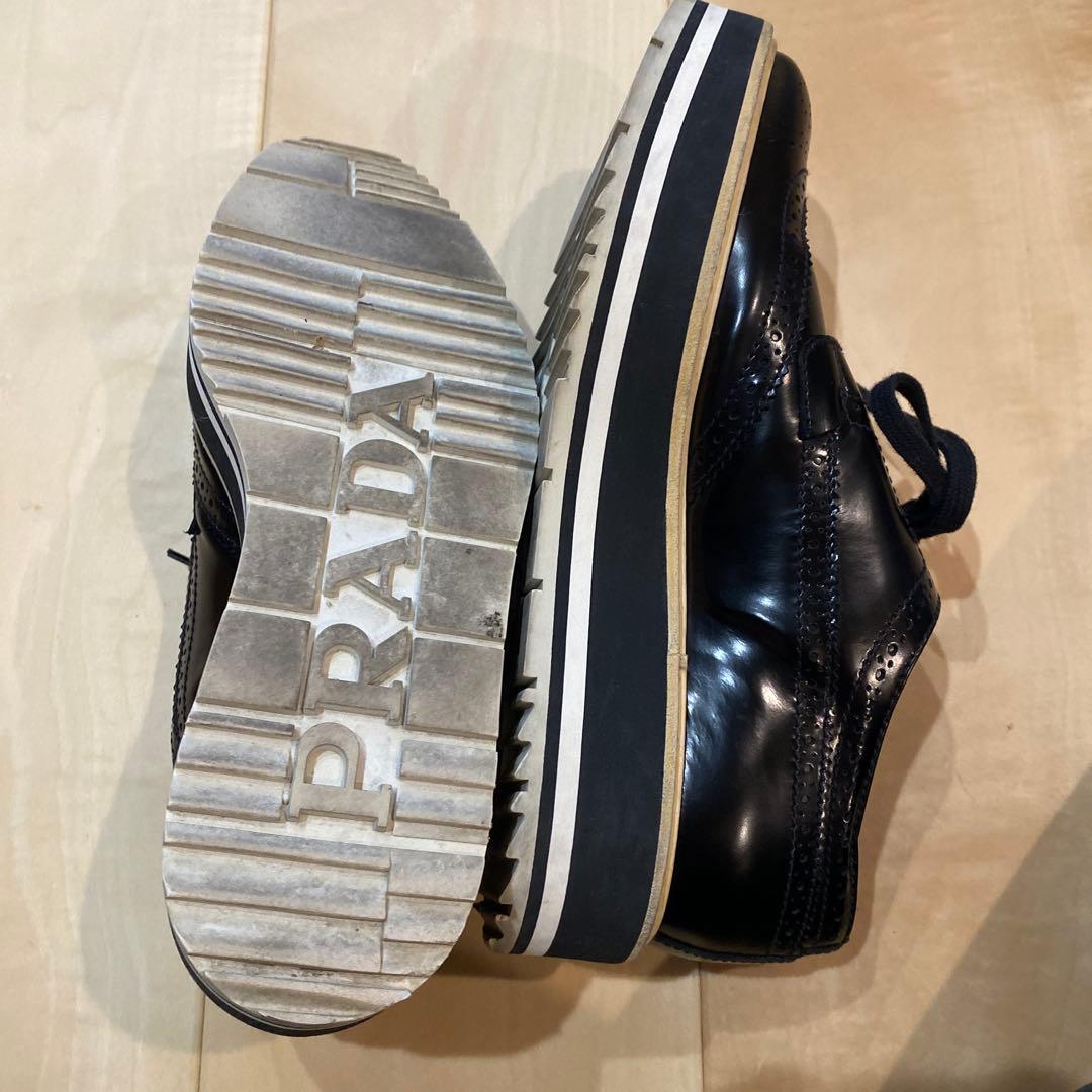 PRADA ウィングチップ レースアップシューズ　36