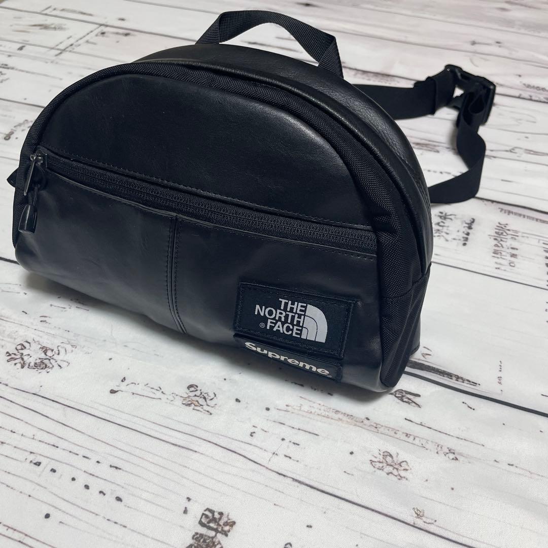 【本革美品】Supremeノースフェイス レザーバッグ　ボディバッグ　ポーチ
