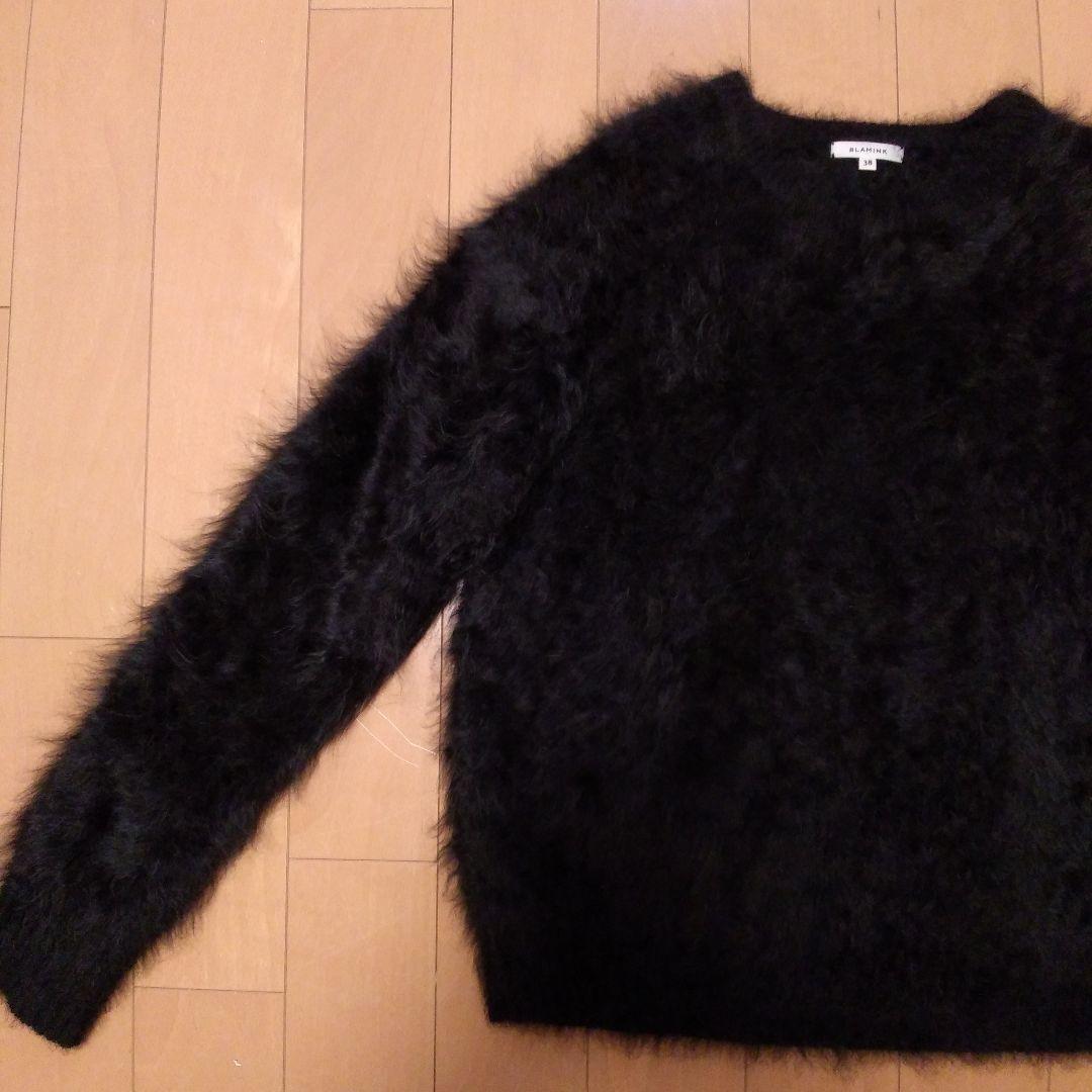 未使用⭐ブラミンクカシミアファー長袖ニット　ブラック