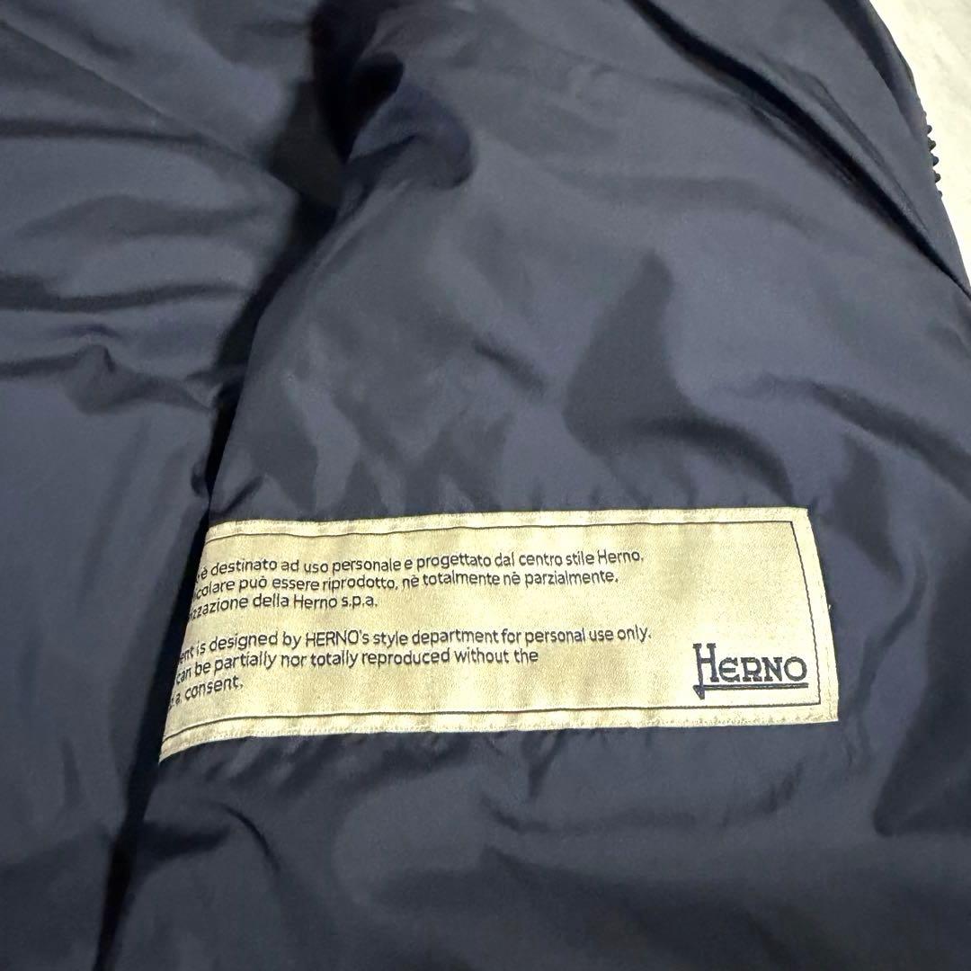 美品★HERNO★ヘルノ ロングダウンコート　ポーラテック リブ切替 紺 40