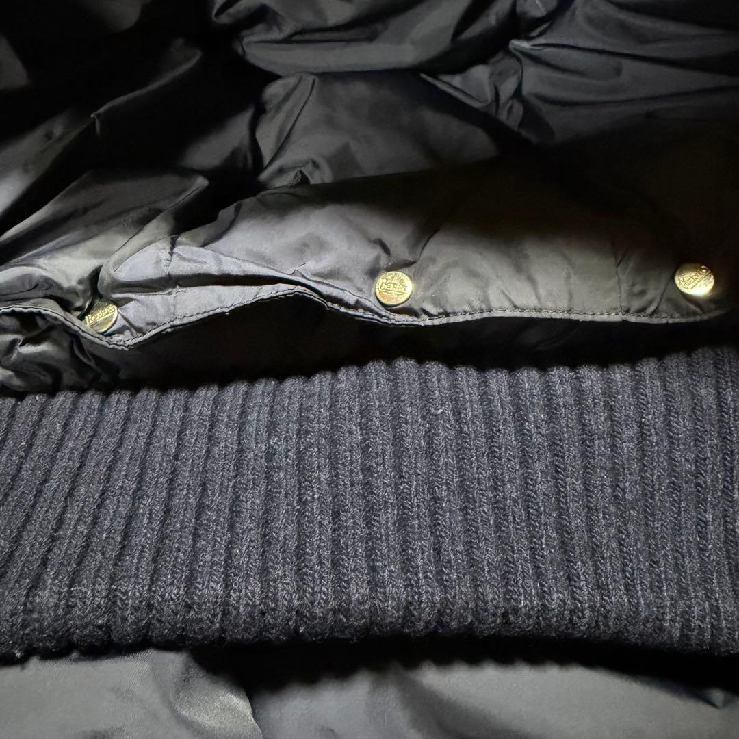 美品★HERNO★ヘルノ ロングダウンコート　ポーラテック リブ切替 紺 40