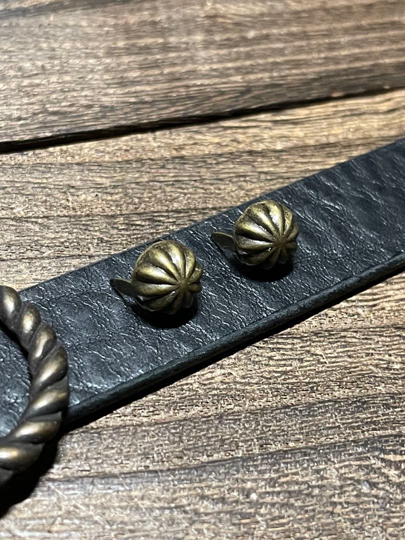 オーダー品　スタッズナローロングベルト　リングベルト　アンティークゴールド